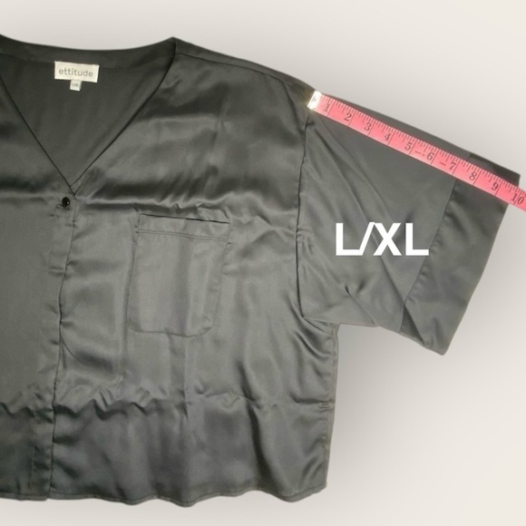 NWT | Ettitude | Signature Sateen Relaxed Short Sleeve Top | Black | Various Sz - Picture 11 of 15